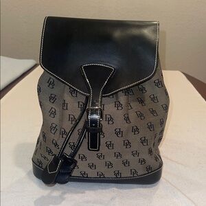 Dooney & Bourke Signature Backpack Leather Murphy Drawstring Monogram Brown
